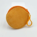 Creative bright orange plush round coin purse with a matching plastic hanging hook - 8cm / Orange