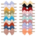 Set of 20 colorful nylon baby headbands with macaron polka dot bowknot texture designs - Mixed Colors