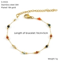 Detail of 18k gold plated stainless steel chain with colorful geometric beads - Gold Colorful Geometric Bead Style (S-H555)