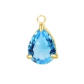 Sky blue pear-shaped zircon pendant with gold-plated stainless steel setting - Steel Color Setting / 17 Aquamarine Glass