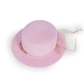 Dettaglio del cappello di paglia rosa con trama intrecciata e catena metallica decorativa - Bambini (51-52CM) / Rosa