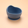 Baby silicone suction bowl in Morandi blue with anti-spill edge for infant self-feeding - Snail Bowl / Grey Blue