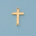 Poliertes Gold-Edelstahl Kreuz-Verbindungsstück mit zwei Löchern für DIY-Schmuck - Gold