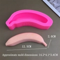 Macro detail of pink silicone mold with dimensions for 3D banana mousse cake dessert - 3D Large Banana