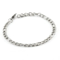 Polished silver Figaro chain bracelet in stainless steel with a secure lobster clasp - Steel Color (1.4*5.2*18+3mm)