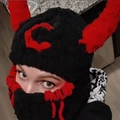 Handmade crochet devil horn balaclava in black and red knit for Halloween party - 57-59cm / Black Body Red Horn C