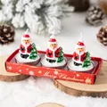Set of 3 Santa Claus Christmas candles in a red festive box with snowflake patterns - Santa Claus with Tree (Pack of 3)
