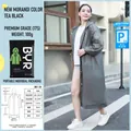 Size chart for tea black thick EVA raincoat with hood and measurements for adult fit - Dark Brown Adult Drawstring Style [100g 17-mil Frosted Extra Thick]