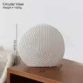 Modern white round ceramic vase with spiral texture and matte finish, 18.5cm height - Round Vase