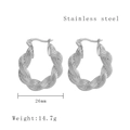 Braided 26mm silver stainless steel hoop earrings with a twisted rope design - Silver Twisted Rope (S7)