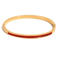 18K vergulde roestvrijstalen armband met rijen van vierkante rode edelstenen - Goud-Rode Zirkonia