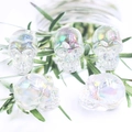 Set of five mini crystal glass skulls with iridescent rainbow electroplated finish - No.20 (Rainbow Iridescent AB)