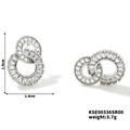 Zilveren oorbellen in de vorm van een acht met zirkonia, afmetingen 1,9 cm x 1,4 cm - Zilveren Ring Stijl (KSE00336SR00)