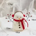 Handmade wool felt snowman decoration No. 12 with red scarf and earmuffs 18cm height - Style 12-Medium Snowman with Berry Arms (18cm)
