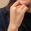 Bracciale ad anello in acciaio inossidabile placcato oro 18k con zirconi rotondi - Oro con 2 trapani