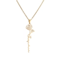 Detailed view of custom gold name necklace featuring Sophia lettering and floral motif - Gold (CS00286)