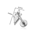 Silver F136 titanium stud with marquise cubic zirconia measuring 0.43cm by 0.21cm - 3# Silver Rhombus Kite Style