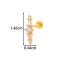 Golden titanium flower labret stud with zircon cross design and 1.46cm length - Long Cross Style (2607-1#Gold) / Gold