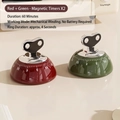 Set of red and green magnetic mechanical kitchen timers with a 60-minute dial - 2 Pcs/Set / Red+Green