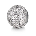 Sparkling 8mm silver copper micro-pave clear cubic zirconia round spacer bead for DIY jewelry - 6mm / Platinum Color White Zirconia