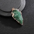 Arrowhead pendant in green agate with gold plated edges on black background - Gold Edge Dark Green Jade Arrowhead (21*45mm) - Pendant Only