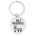 Custom stainless steel keychain for Mother's Day featuring mi mama engraving and icon - Silver Keychain (Y00039)