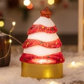 Luce notturna a forma di albero di Natale bianco e rosso con base dorata e stella in cima - Albero di Natale rosso e bianco con acqua
