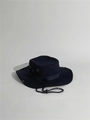 Close-up of durable boonie hat with metal eyelets, webbing loops and chin strap - One Size / Navy Blue