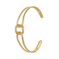 Elegant gold-tone titanium open bangle with a textured double ring buckle design - Y544-1 Gold Horsebit Style