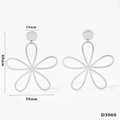 Orecchini pendenti a fiore traforato argento in acciaio inossidabile di qualità - Stile Fiore d'Argento (D3060)
