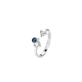 Minimalistischer S925 Silber Astronauten Ring mit blauem Glitzer und Raketendesign - Einstellbar Offen / Astronaut Damen Modell