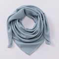 Carré en coton et lin bleu clair plié en cercle, châle de plage en tissu doux - Bleu clair