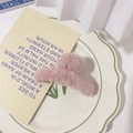 Pink plush faux fur claw clip with fluffy texture for elegant winter hair styling - S / Light Pink