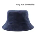Cappello da pescatore reversibile in velluto a coste blu navy con tesa cucita - Blu Navy (Reversibile)