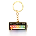 Golden battery shape social battery keychain with colorful enamel progress bar - Social Battery Keychain / Battery Keychain - Black