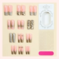 Faux ongles French longs avec strass de luxe et pointes pailletées argentées en boîte - 24 Pièces en Boîte (3XA2-14199)