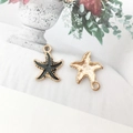 Ciondolo a forma di stella marina in lega con bordi dorati e smalto nero per gioielli fai-da-te - Stella marina