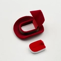 Rode cowboyhoed ringdoos van fluweel met vintage rand en witte sponsinleg voor sieraden - Rood/Rode Voering / B-44 58*68*37mm