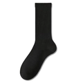 Single black crew sock with ribbed cuff made of premium cotton on white background - One Size / Black
