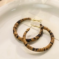 Chic leopard print wrapped hoop earrings with vintage golden alloy clasp on white tray - Leopard Wrapped Large Hoop Style (E23064-1)