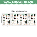 Detail of 4-sheet PVC snowman window stickers set with 224 decorative DIY elements - Standard Pack / Style B