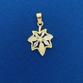 Elegante ciondolo a fiore in oro con pietre bianche e gialle su fondo blu - Ciondolo in Zircone a Forma di Foglia di Fiore (710)