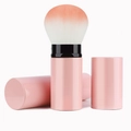 Portable pink retractable makeup brush with a large round gradient bristle head - Large Pink Round Head