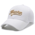White baseball cap with 3D MessAge embroidery and breathable mesh back for summer - Adjustable / White