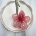 Pinza per capelli a fiore rosa trasparente lucida perfetta per vacanze estive - Grande / Rosso Rosa Gelatina