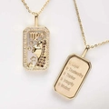 Champagne gold Virgo necklace featuring zodiac pendant with fine engraving and crystals - Virgo (With Lettering)