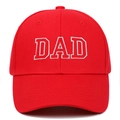 Detail of red cotton baseball cap featuring high-quality white DAD embroidery on the front - Adjustable / Red DAD