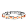 Italian charm bracelet in silver and gold stainless steel with red LOVE lettering - 0491-love1 Section