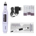 Set fresa per unghie elettrica bianca con 12 punte e un adattatore di alimentazione - A016-6 Spina UE Bianco In Scatola