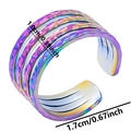 Vista dettagliata dell'anello arcobaleno in acciaio inox con dimensioni di misura - Colorato
